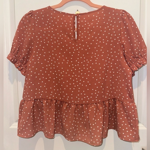 Mauve with white polka dot blouse. Size S. Hippie Rose. - Picture 2 of 2